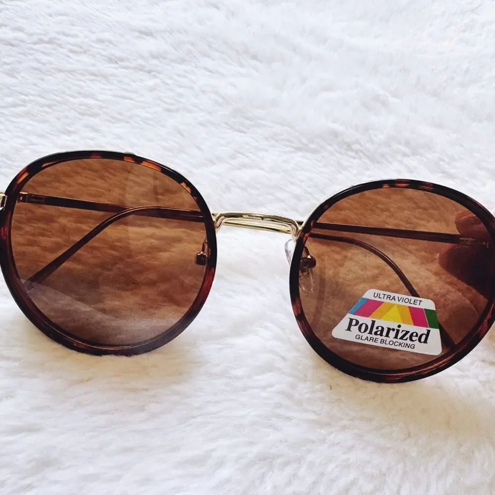 Dean Tortoise Brown w/ Gold Rims Round Sunglasses